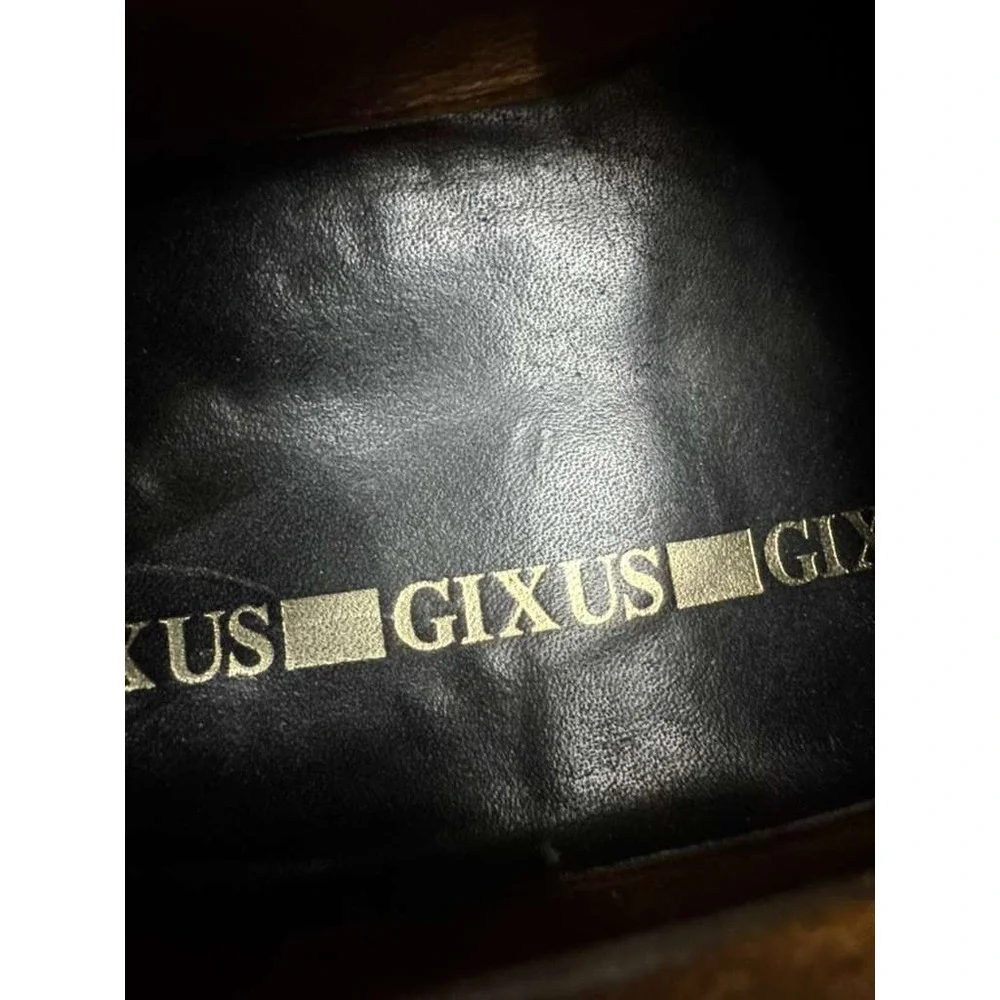 Gixus Italian Leather Lace-Up‎ Wingtip Oxford Dress Shoes Black Mens Size 42 EU